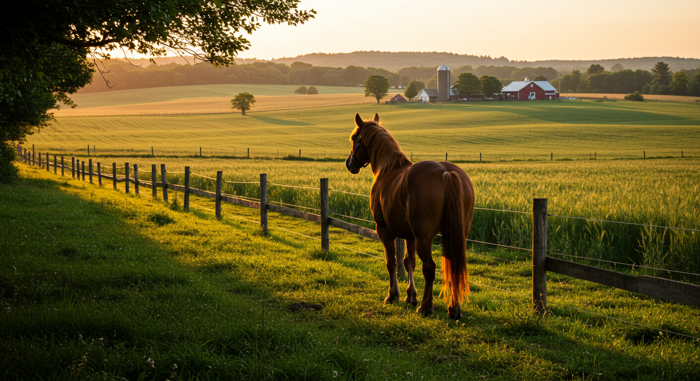 Back view of a horse on a farm #3