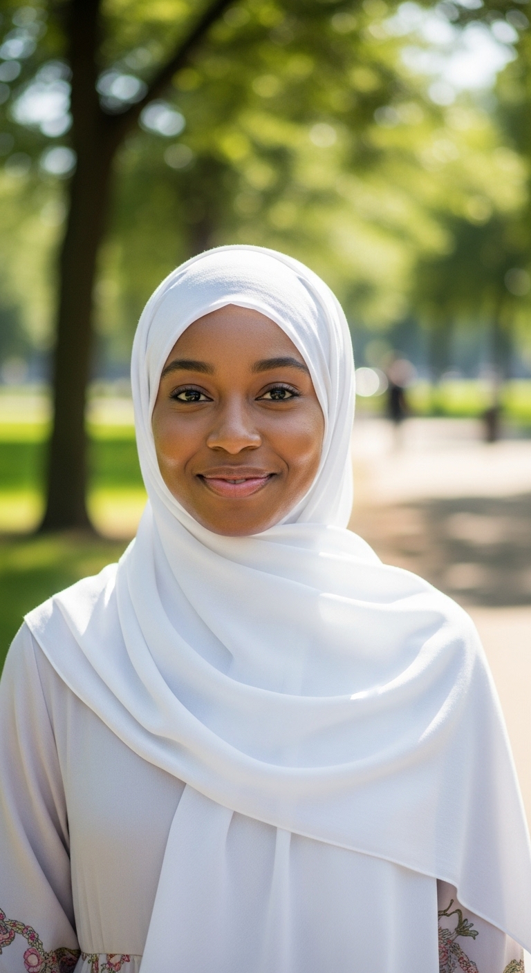 A black Muslim lady with a white hijab on her head #2