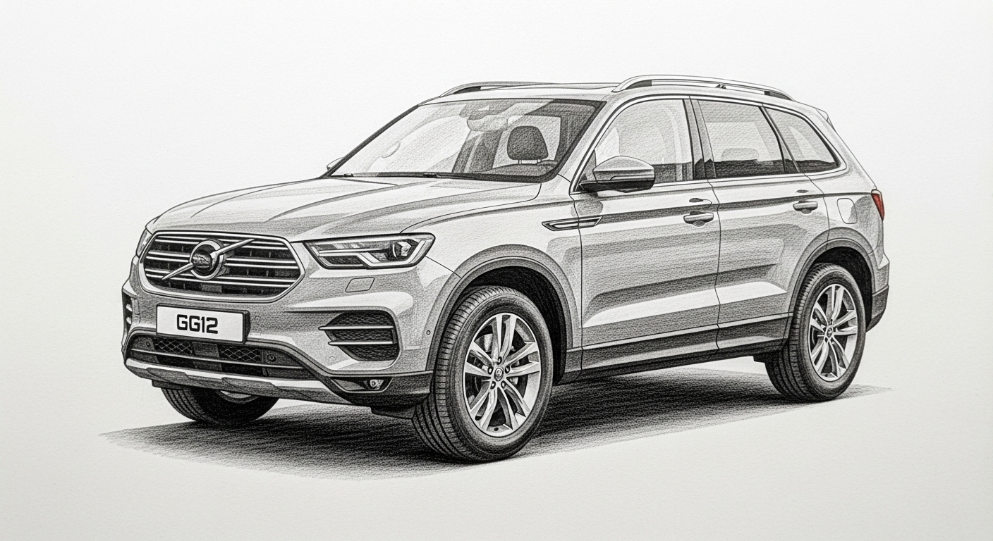 A pencil drawing of an SUV #1