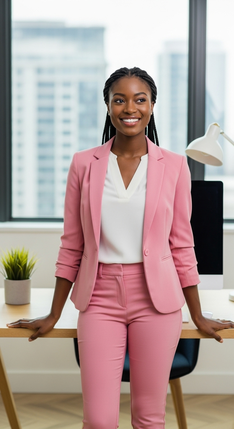 A pretty black lady in a pink professional attire #2