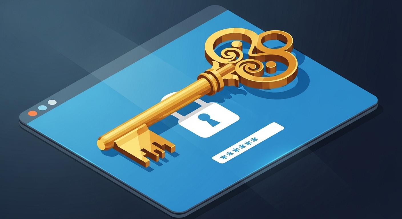 An isometric image of a key and a pc lock screen #1