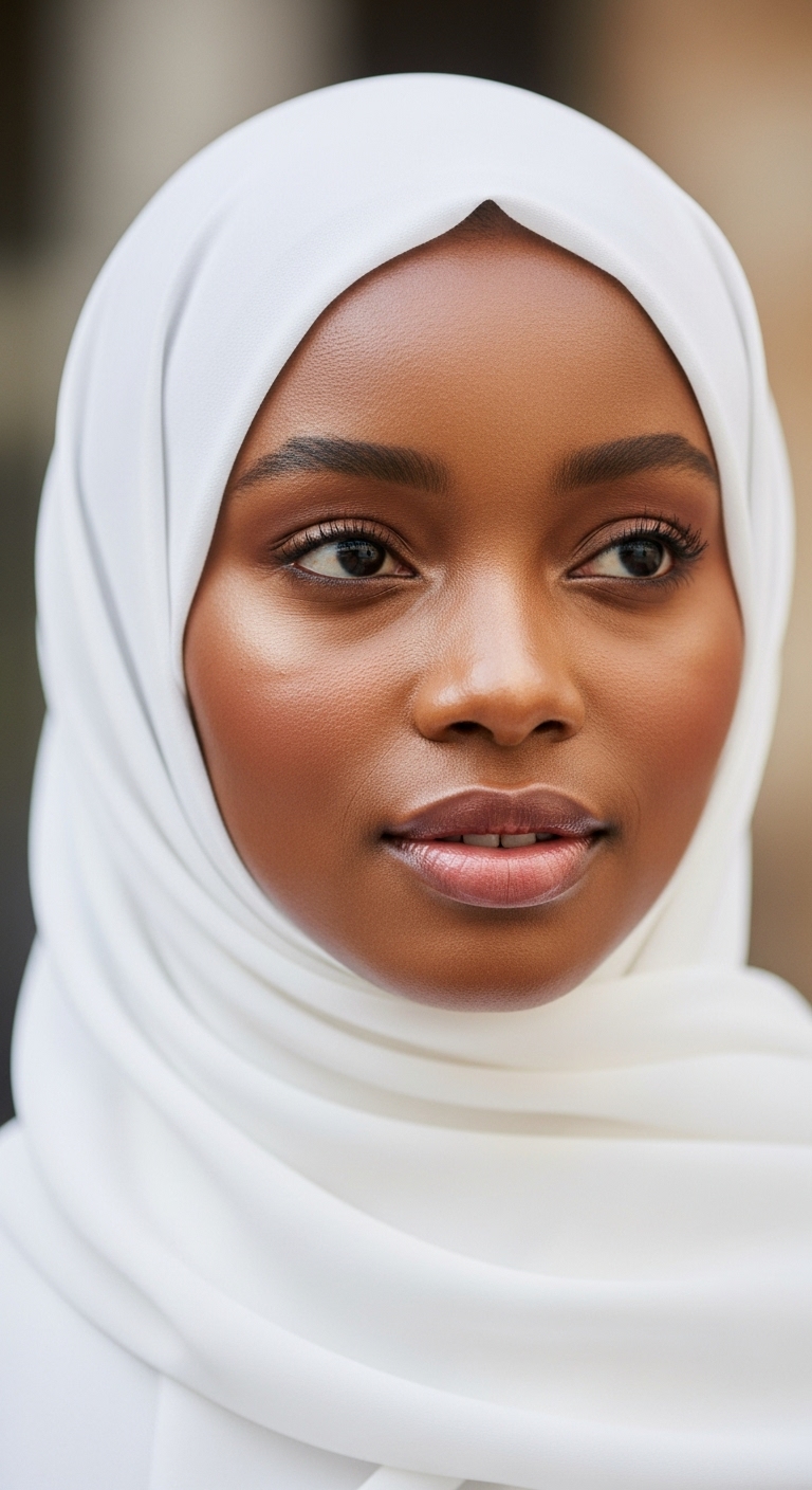 A black Muslim lady with a white hijab on her head #3