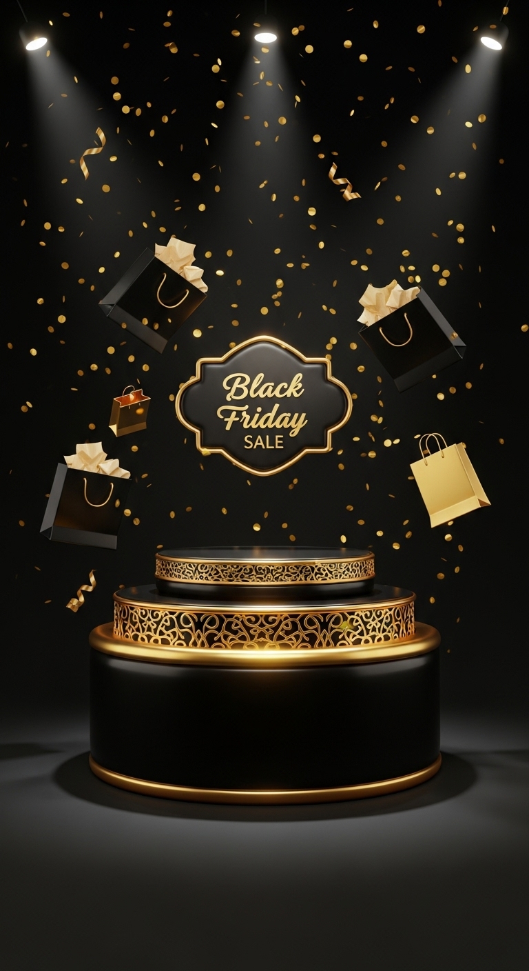 3D black and gold podium #4