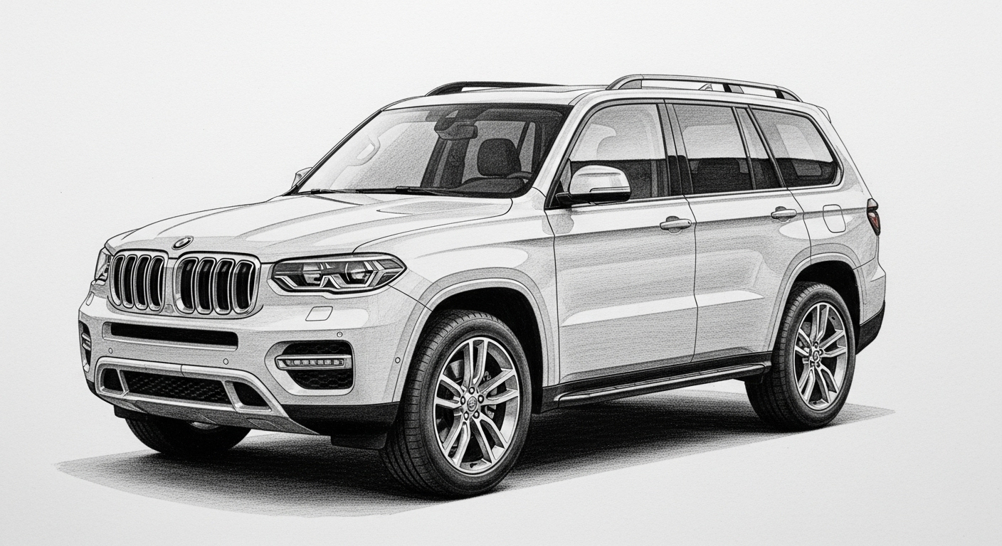 A pencil drawing of an SUV #3