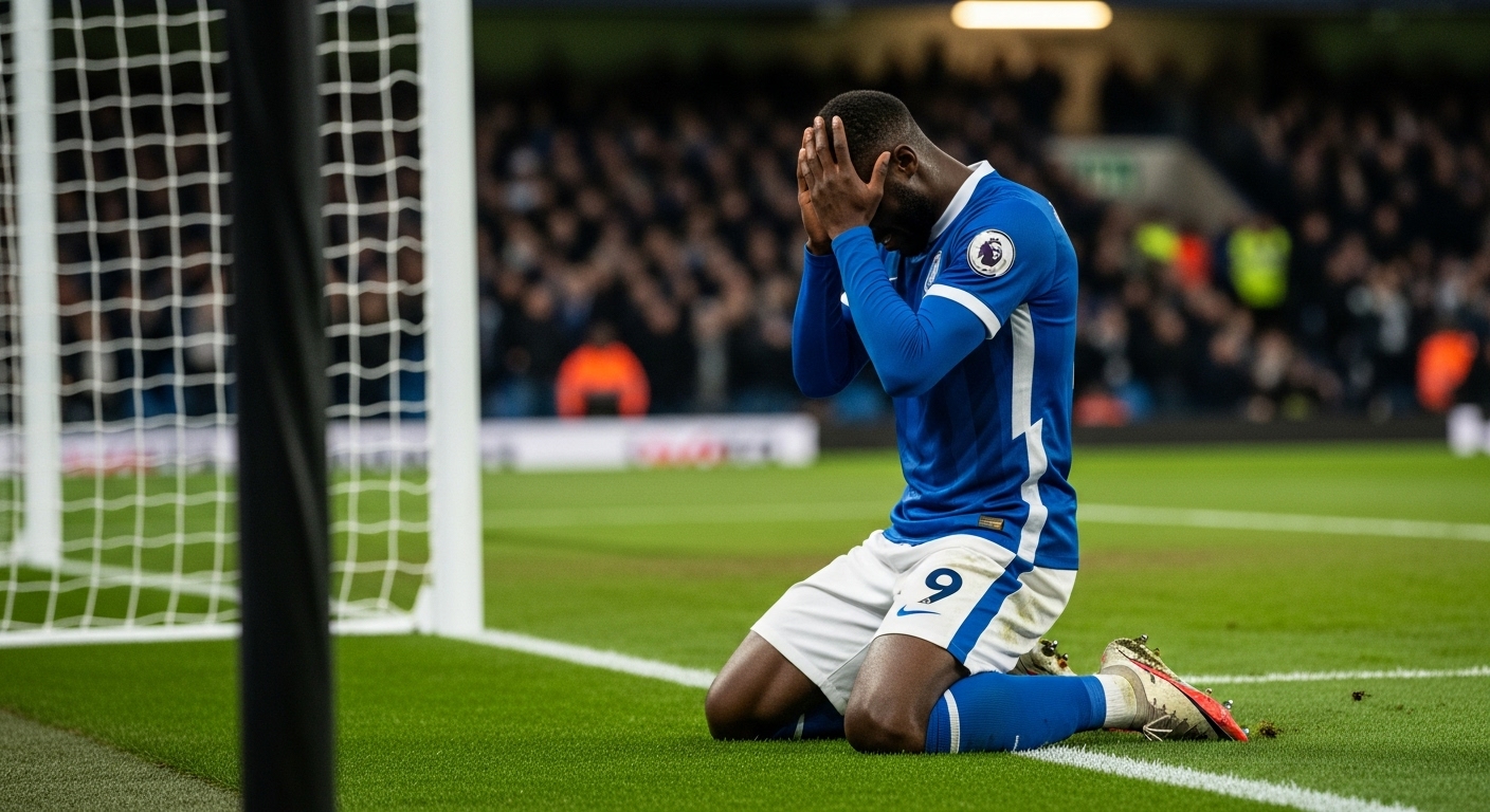 A black footballer in a blue jersey missed a goal #2