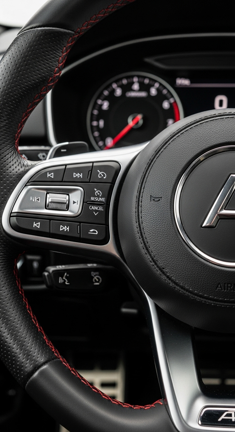 A close-up of a car's steering wheel #4