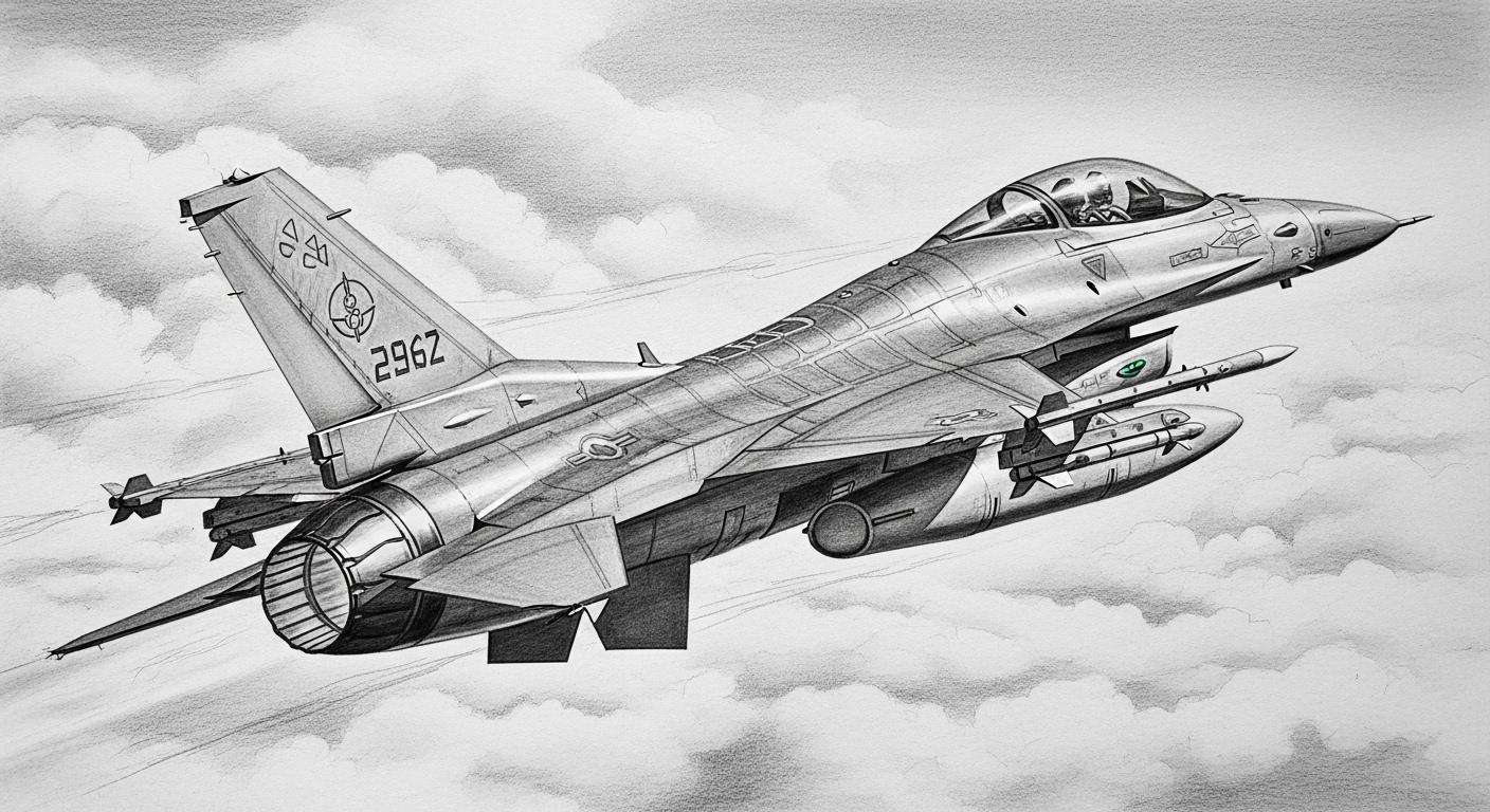 A pencil drawing of a fighter jet #3