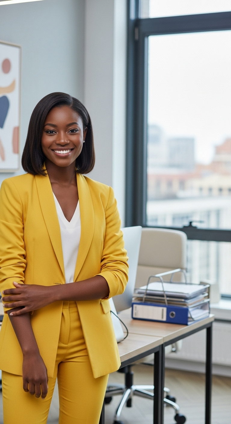 A pretty black lady in a yellow professional attire #4