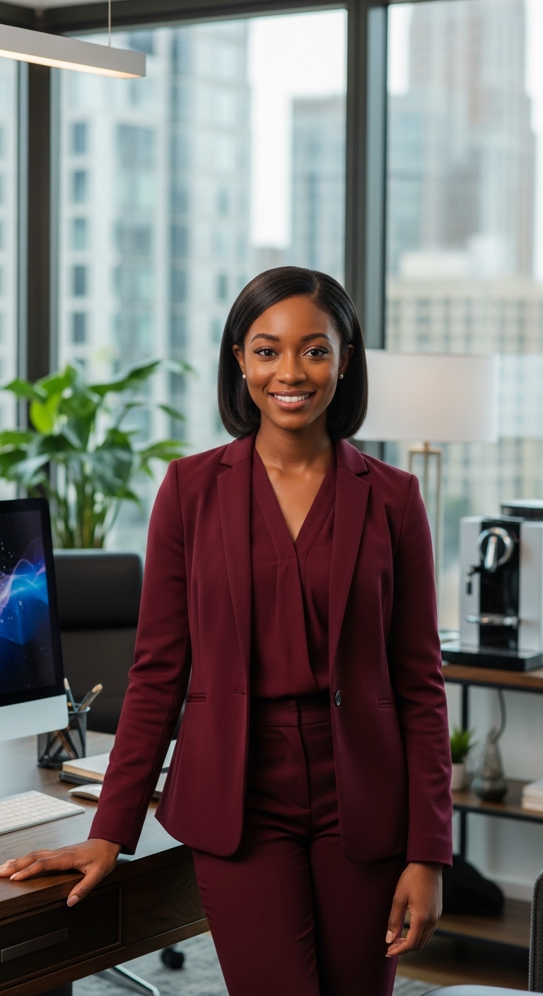A pretty black lady in a wine professional attire #3