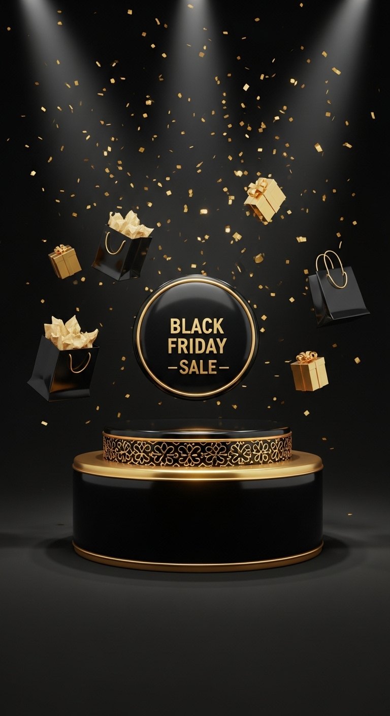 3D black and gold podium #1