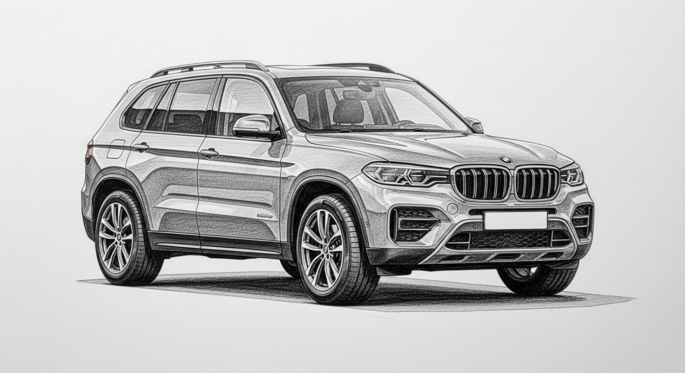 A pencil drawing of an SUV #4