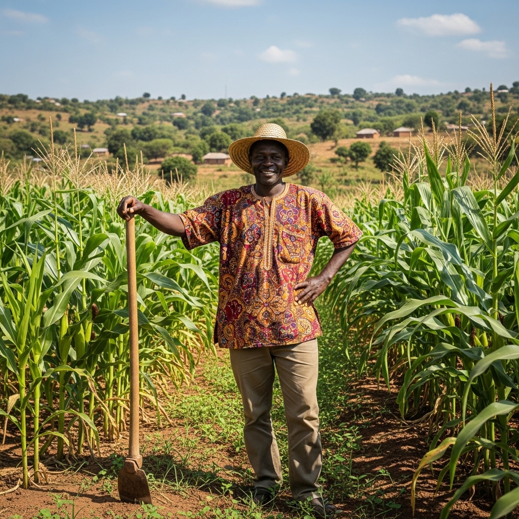A black African farmer standing on his farmland #1