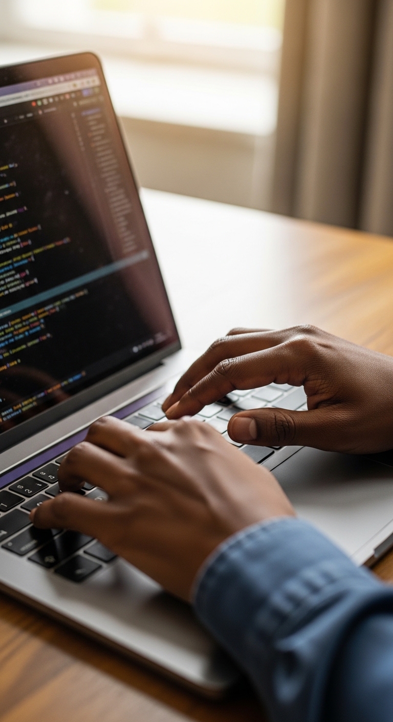 A black person's hands on a laptop #2