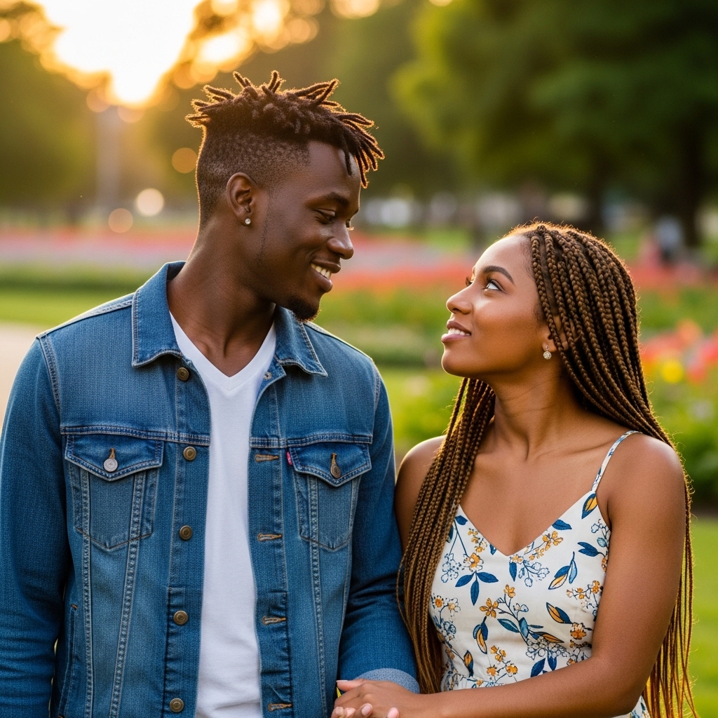 A young black man and a young black lady in love #3