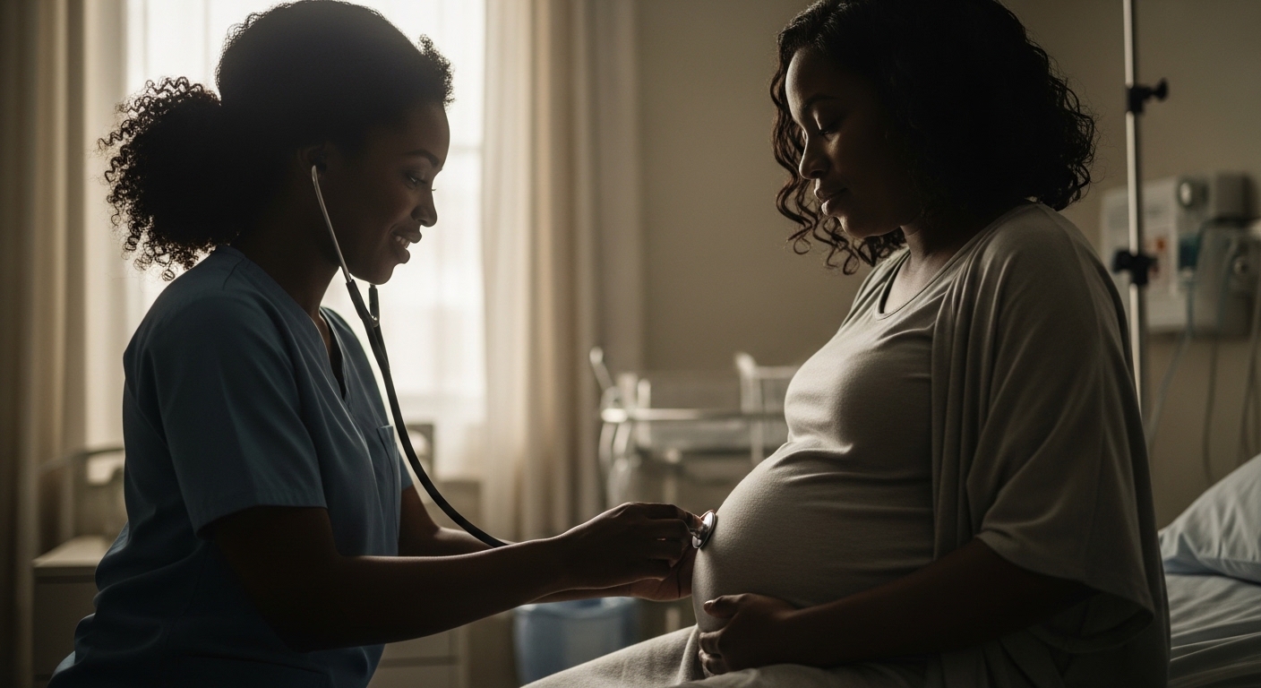 Black pregnant woman with a black nurse #3