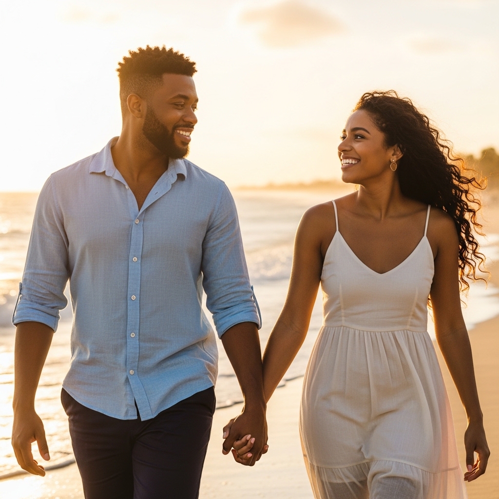A black man and woman holding hands in love #1
