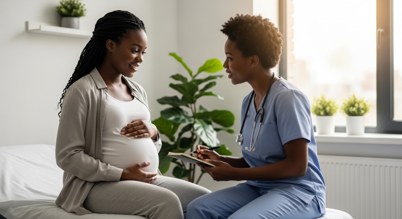 Black pregnant woman with a black nurse #4