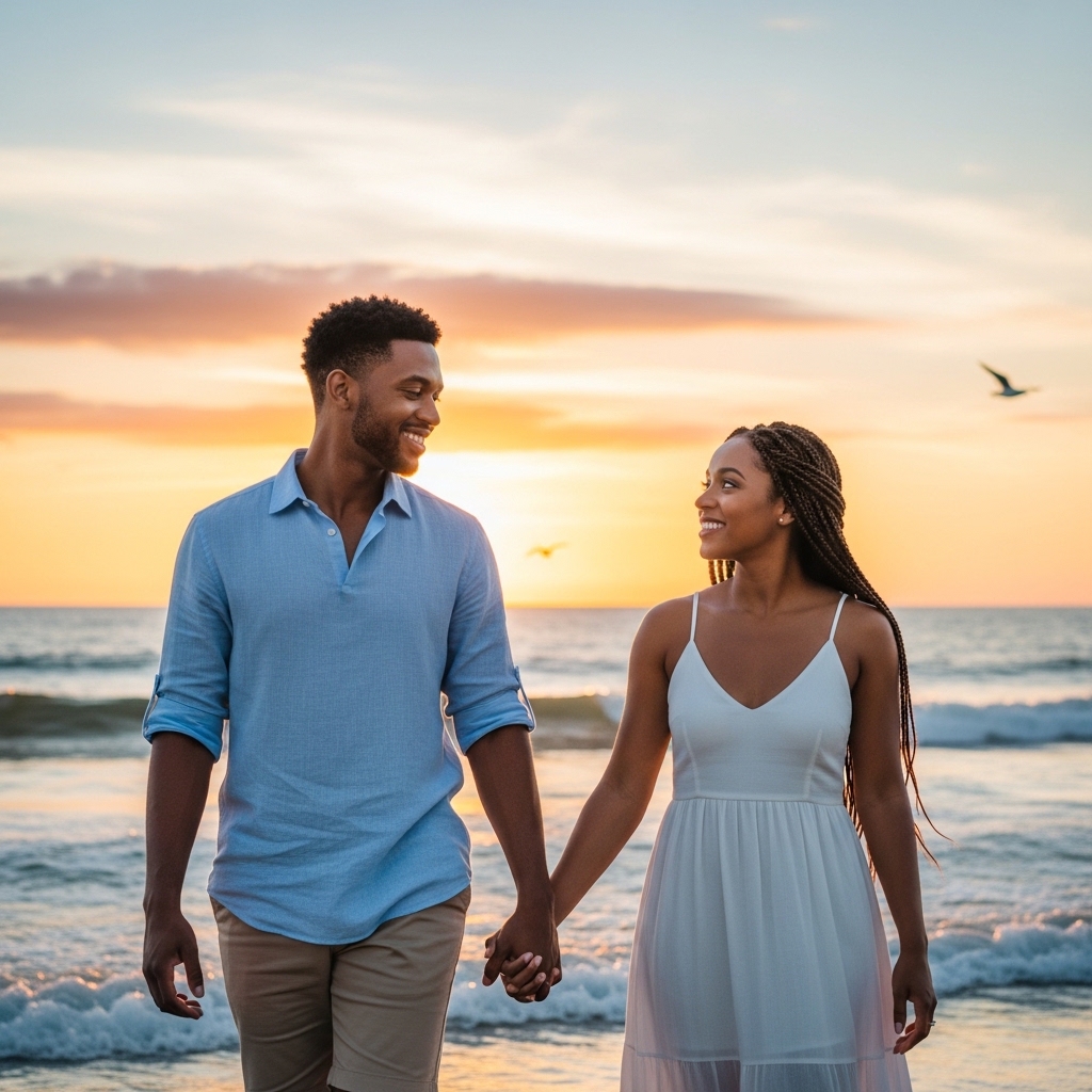 A black man and woman holding hands in love #4