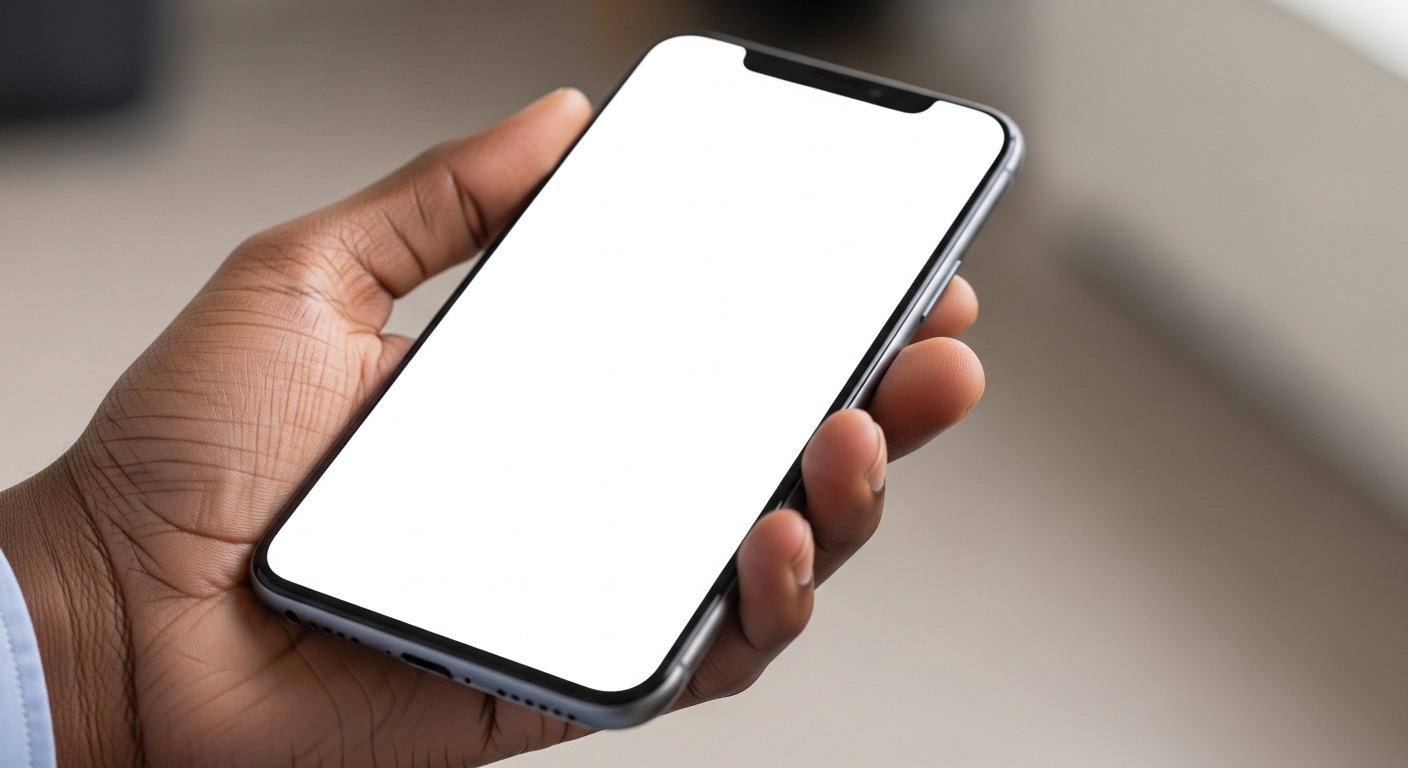 A black person's hand holding a phone mockup #3