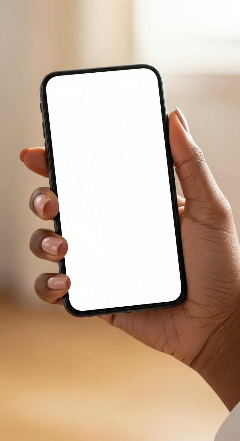 A black lady's hand holding a phone mockup #4