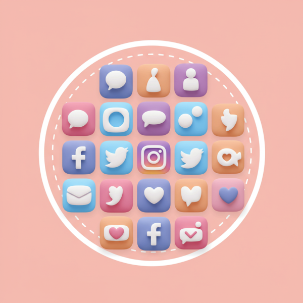 Social media icons in a round form