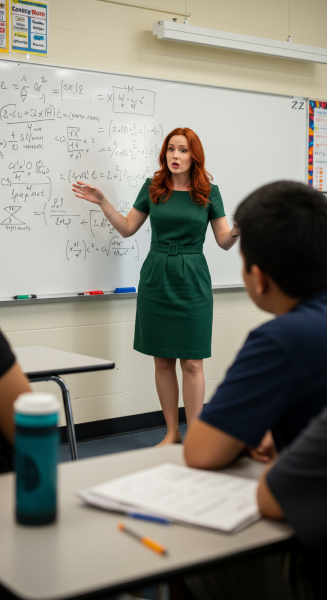 White Female teacher explaining a science concept on whiteboard