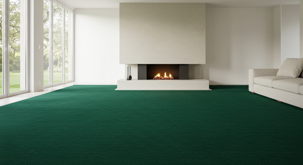 A new small green carpet in a living room #5