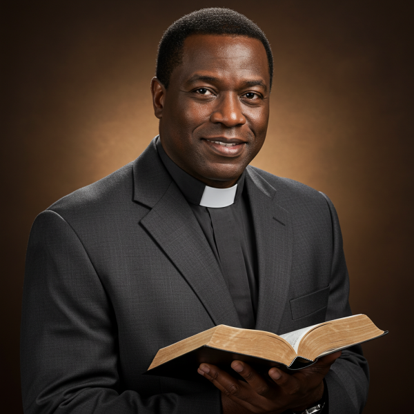 A portrait photo of a black Pastor with his Bible #8