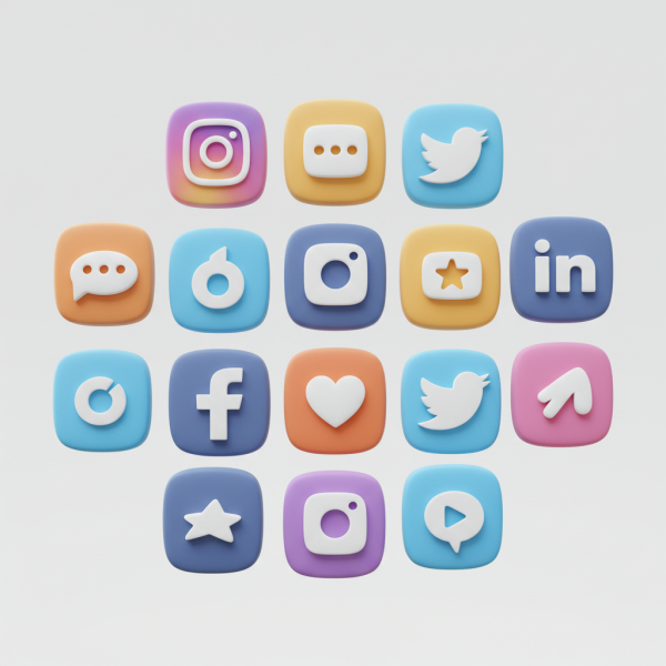 Social media icons in a round form
