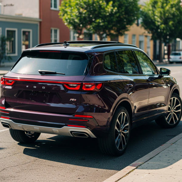 Back view of a purple SUV #1