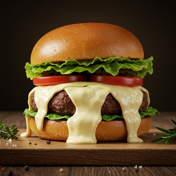 A delicious gourmet burger with melting cheese