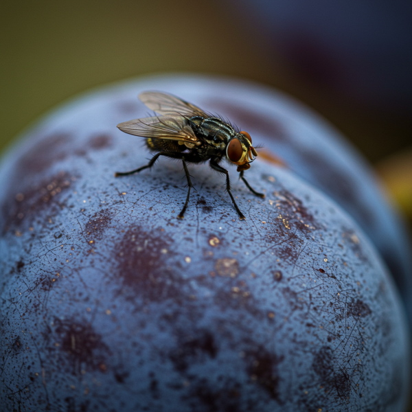 A housefly on a fruit
