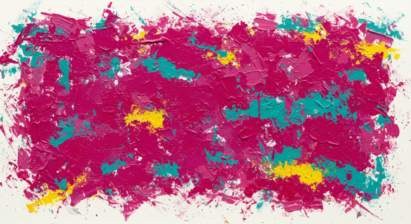 Abstract colorful painting splashed on a large canvas