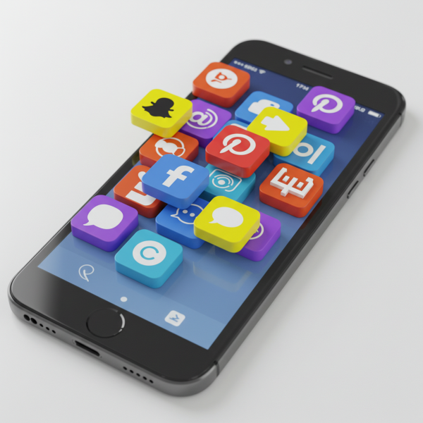 Top-down shot of social media icons
