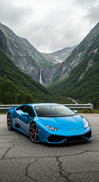 A blue Lamborghini car