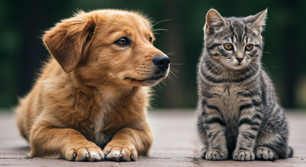 A brown dog and a grey cat #3