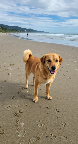 A brown dog on a beach #3