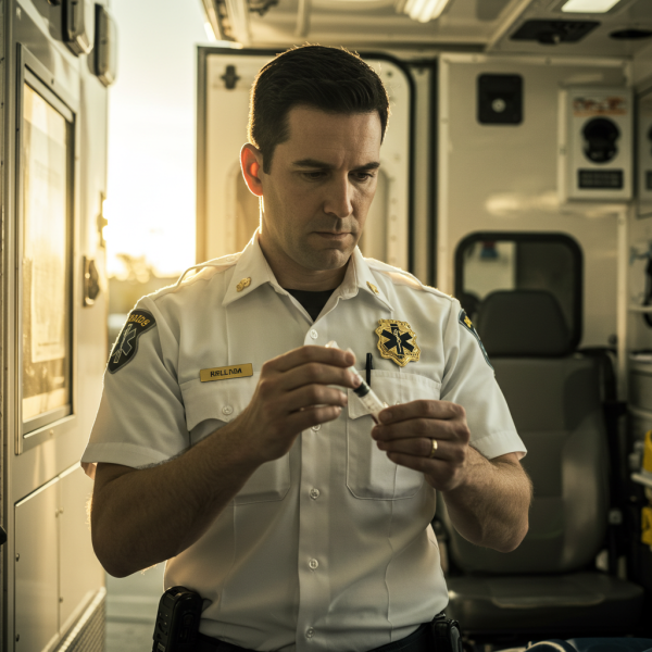 A white paramedic in a uniform