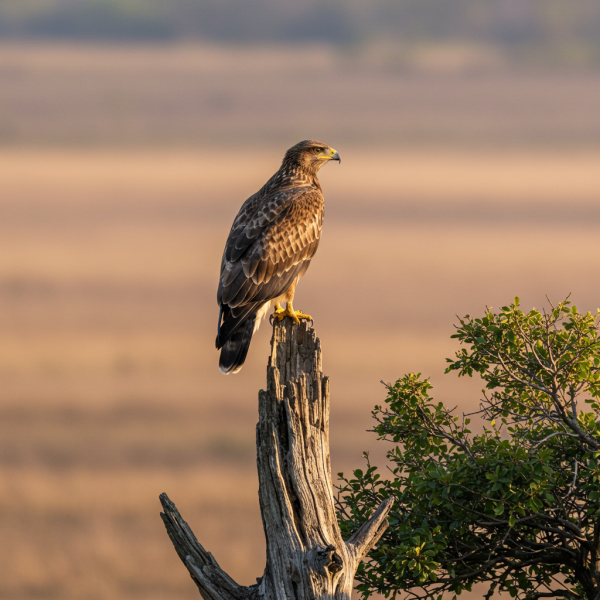 Side view of an eagle on a stem