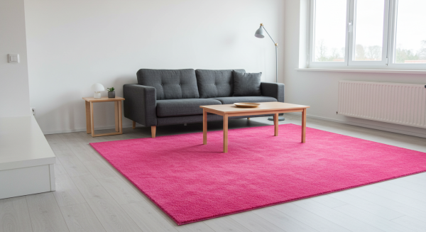 A new small pink carpet in a living room #3