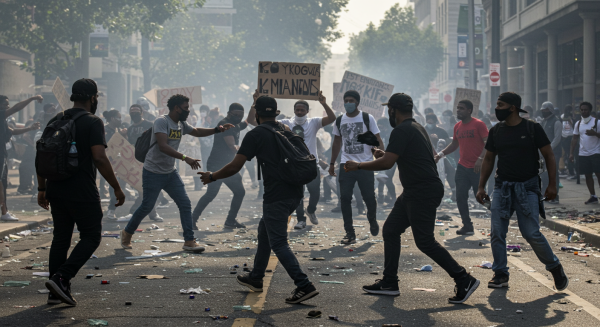 A group of black people in a riot in broad daylight #4