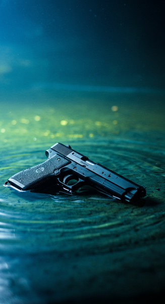 A gun in water