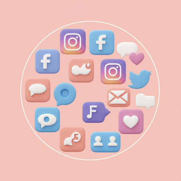Social media icons in a round form