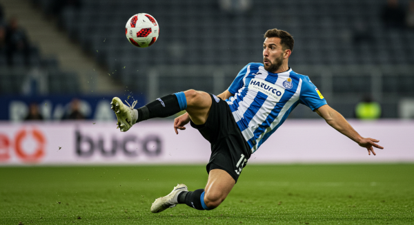 A soccer player performing an epic bicycle kick