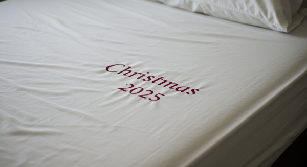 A white sheet with the inscription "Christmas 2025" #4