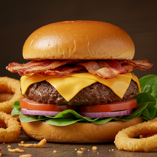 A delicious gourmet burger with melting cheese