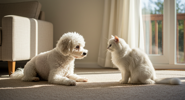 A white dog and a white cat #1