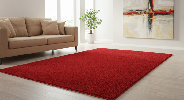 A new small red carpet in a living room #3