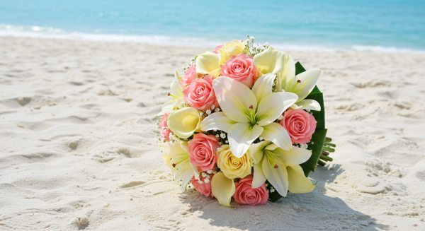 A wedding bouquet at the beach #2