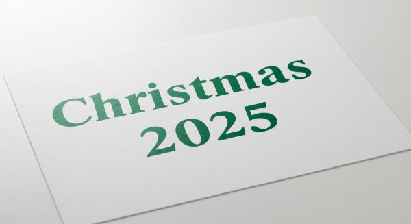 A white sheet with the inscription "Christmas 2025" #1